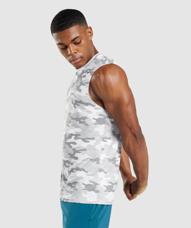 Men's Gymshark Arrival Sleeveless Tanks Camo | NZ 2DGKBO